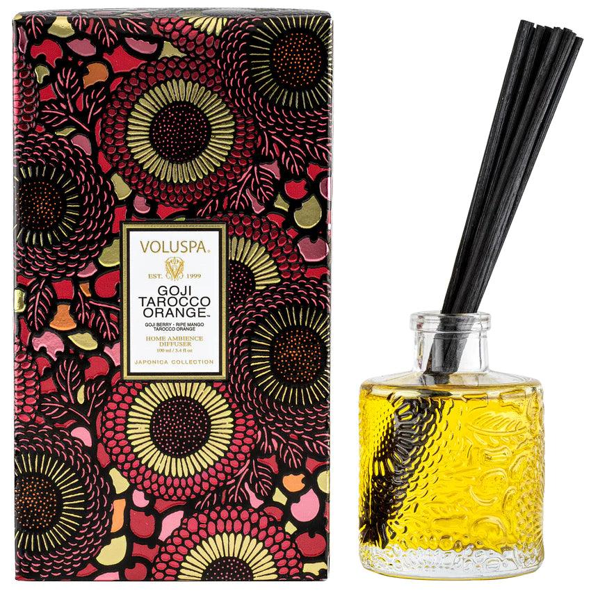 Goji Tarocco Orange Reed Diffuser with Scalloped Edge - Aromatic Home Fragrance for Living Room, Bedroom & Bathroom
