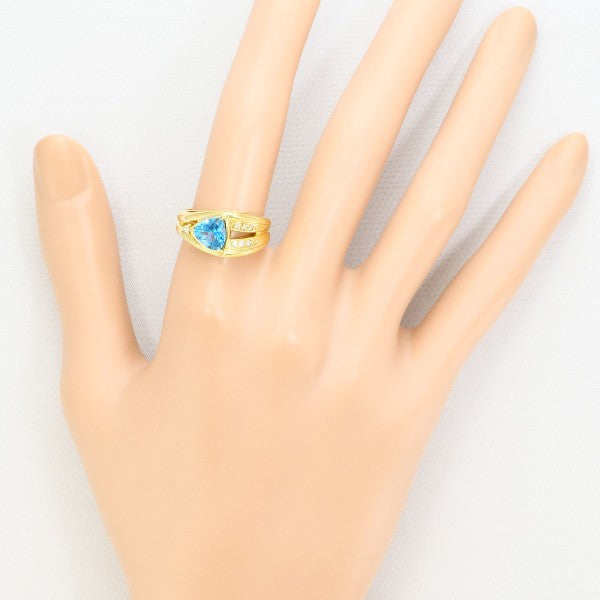18K Yellow Gold Blue Topaz Diamond Ring for Women - Elegant Birthstone Jewelry Gift for Anniversary, Engagement & Special Occasions