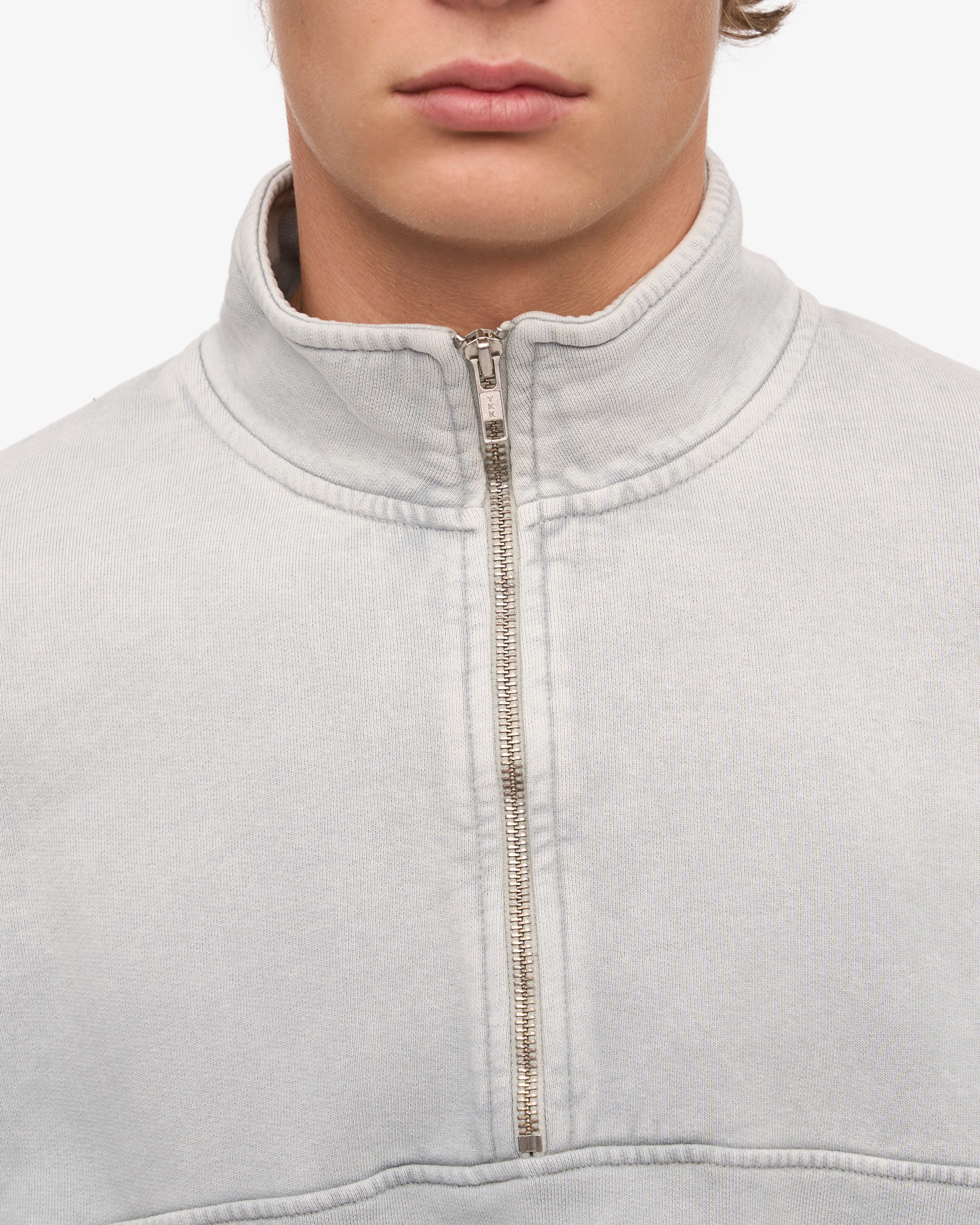 Organic Cotton Quarter Zip Sweatshirt for Men - Faded Grey | Eco-Friendly & Comfortable | Perfect for Casual Wear & Outdoor Activities