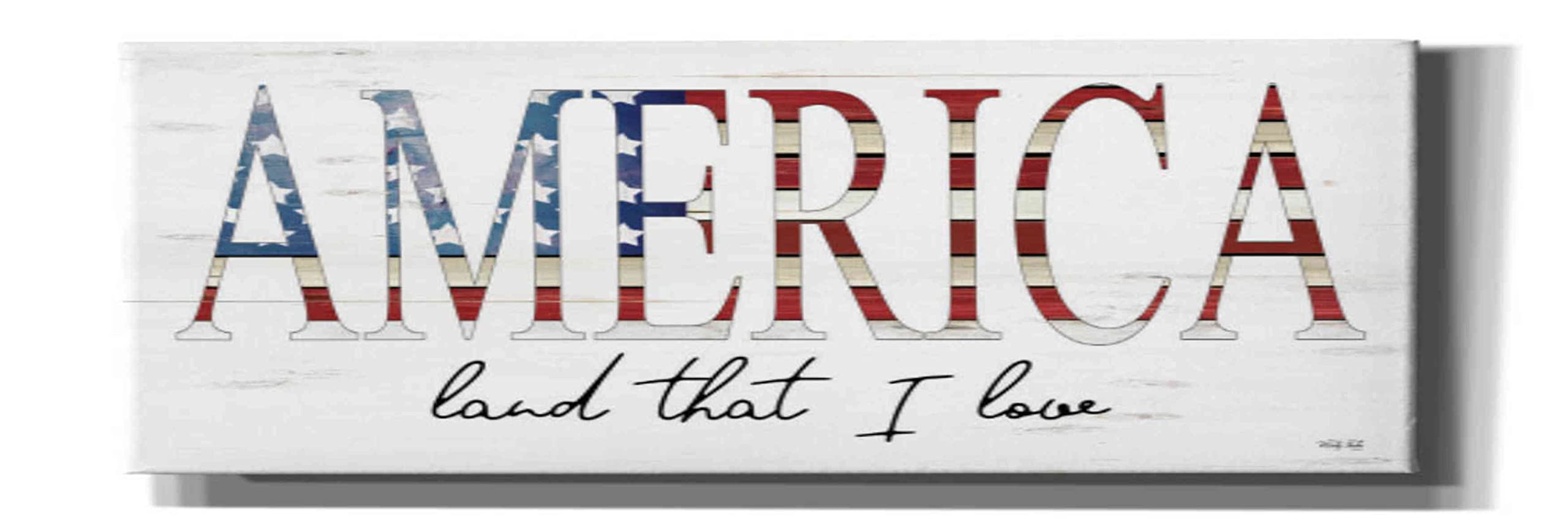 Epic Graffiti 'America Land That I Love' by Cindy Jacobs - 36x12 Inch Canvas Wall Art for Living Room, Bedroom & Office Decor | Patriotic Home Decorations