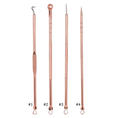 Professional Blackhead & Pimple Remover Kit - 4pc Stainless Steel Double Head Extractor Tool Set for Acne & Blemish Treatment - Perfect for Facial Care & Skin Cleansing Routine