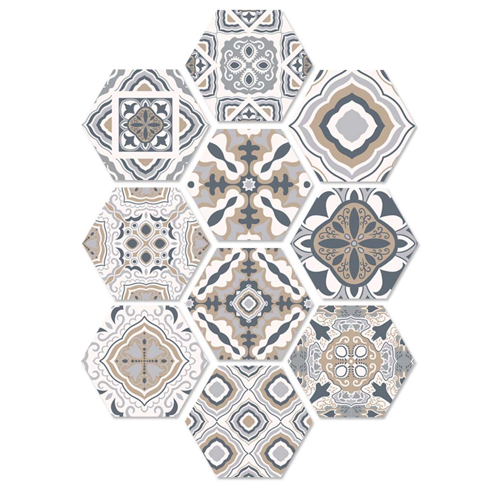 Hexagon Wall & Floor Stickers - Self Adhesive Vinyl Decals for Kitchen, Bathroom, Bedroom Decor - DIY Home Improvement (7.87 x 9.05 Inch, 100pcs) - Perfect for Removable Backsplash, Furniture Upgrades & Nursery Decorations