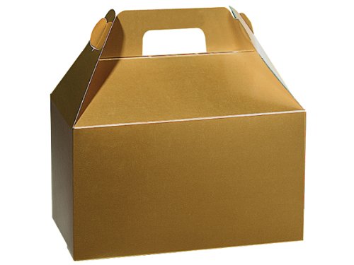 Premium Glossy Gold Gable Gift Boxes 8.5x4.75x5.5 Inches - Holiday Party Favor Packaging (3 Packs of 6) - Perfect for Christmas, Weddings & Retail Product Packaging