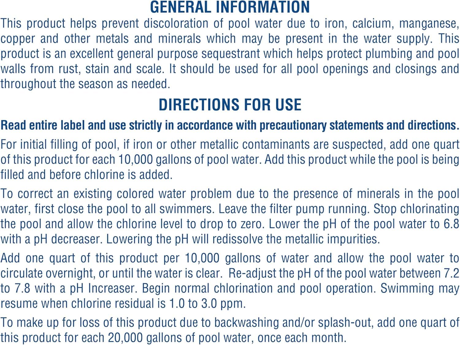Pool Mate 1-2550-12 Metal & Stain Remover for Pools - 1 Quart (12-Pack) | Removes Rust & Scale | Perfect for Inground & Above Ground Pools, Spas & Hot Tubs