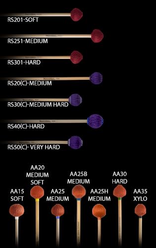 AA20 Rattan Series Vibraphone Mallets - Medium Soft for Marimba & Vibraphone | Professional Percussion Mallets for Jazz, Orchestra & Music Education