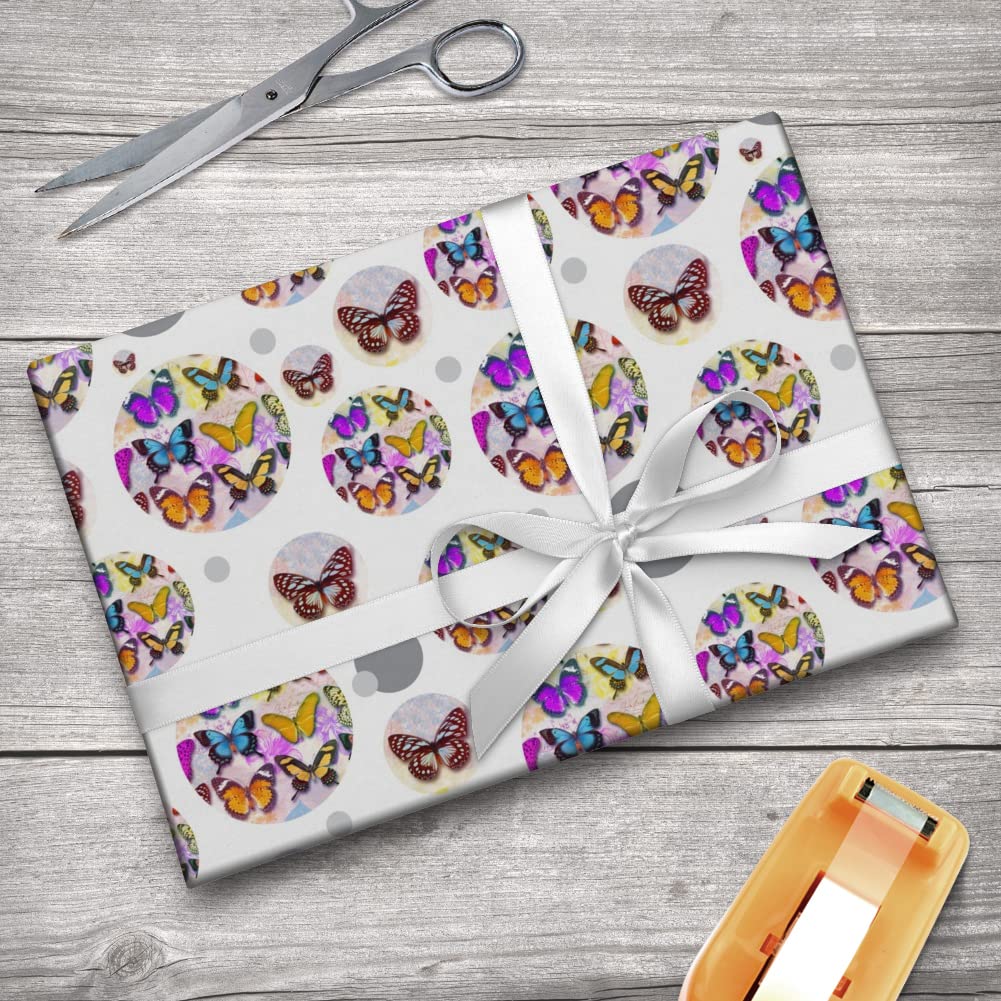 Colorful Butterflies Gift Wrap Paper Roll - Vibrant Butterfly Design Wrapping Paper for Birthdays, Parties & Special Occasions - 24