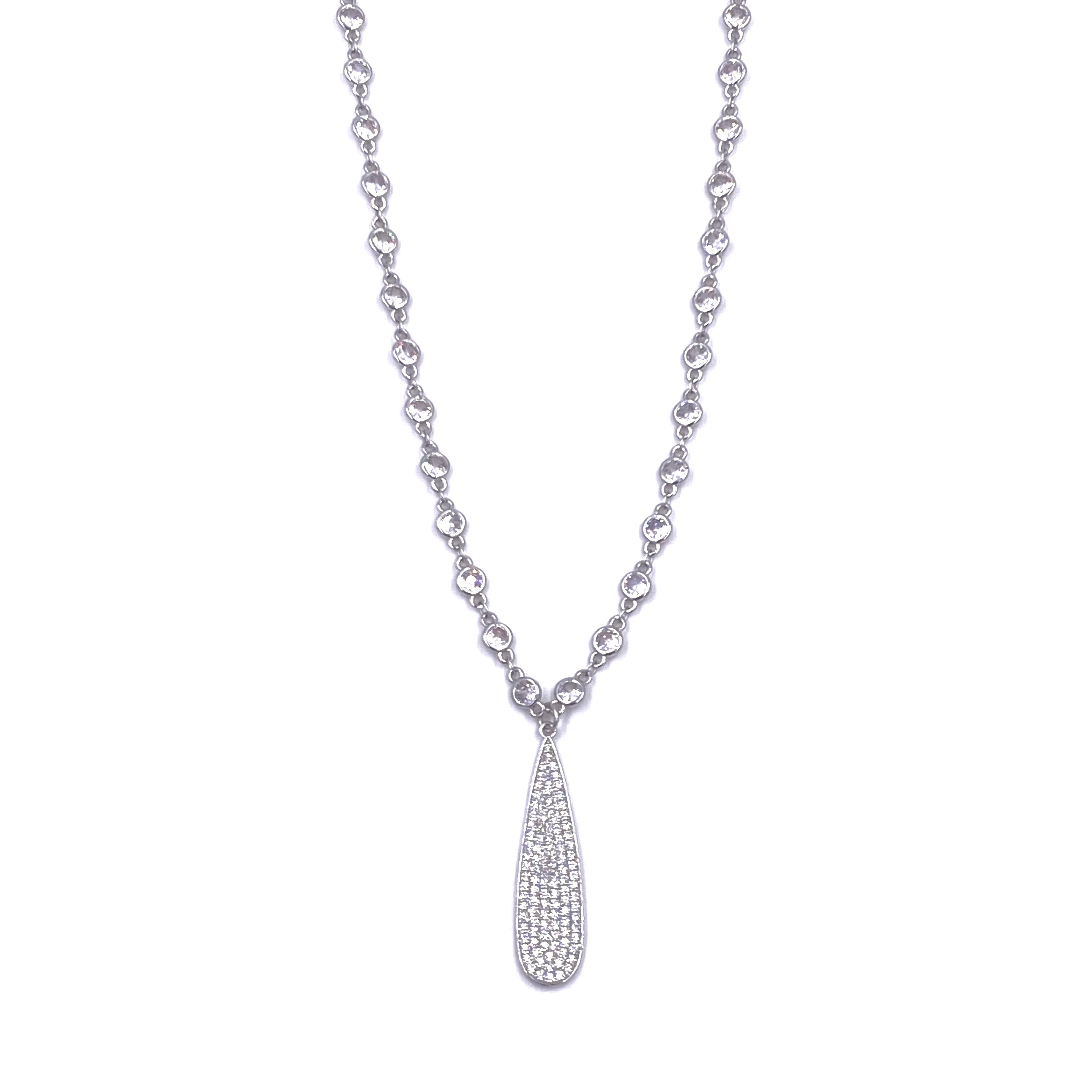 Ashley Gold Stainless Steel CZ Teardrop Necklace - Elegant Cubic Zirconia Jewelry for Women | Perfect for Weddings, Parties & Everyday Wear