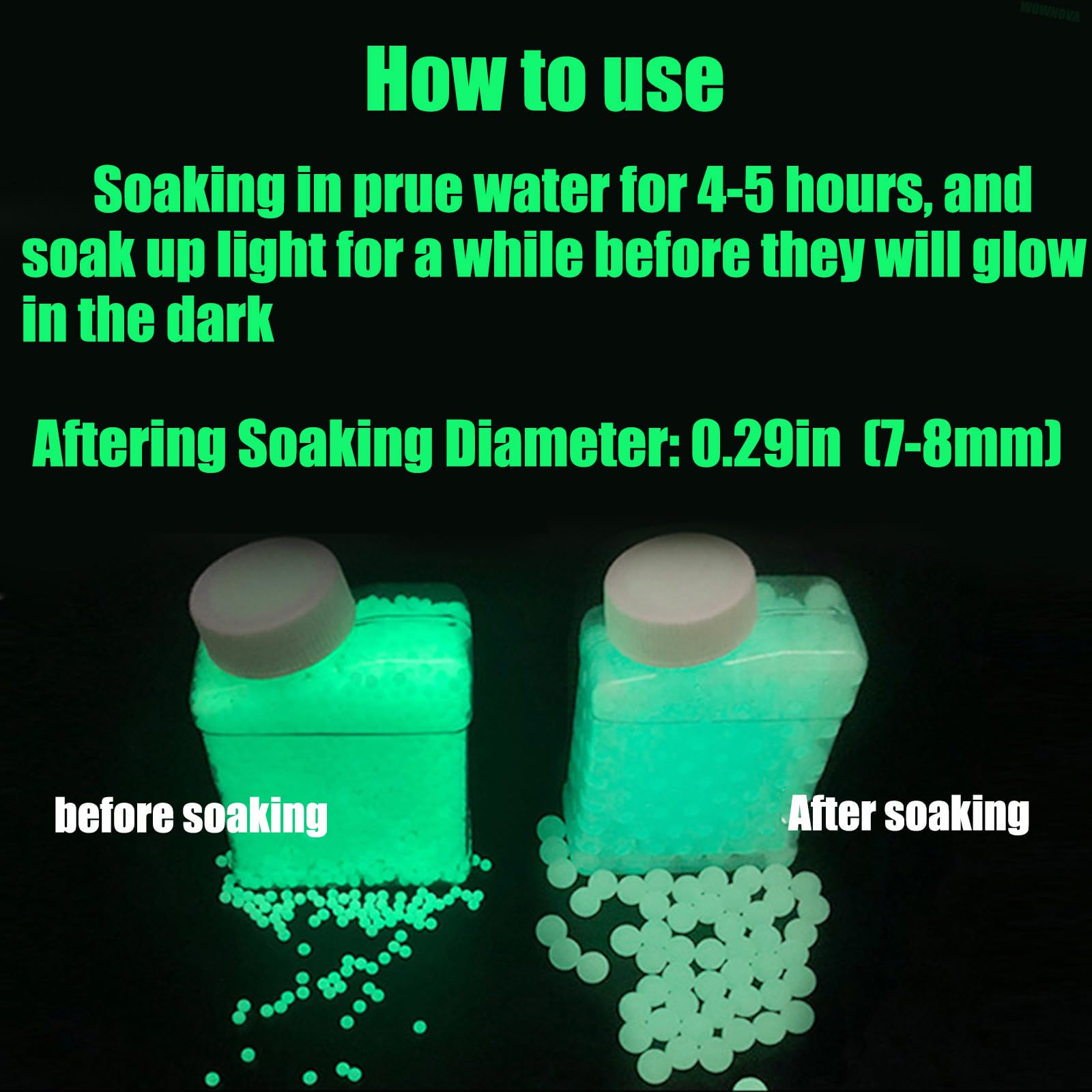 Glow in The Dark Water Beads - 7mm-8mm Luminous Gel Balls for Sensory Play, Kids Party Favors, Home Decor & DIY Projects