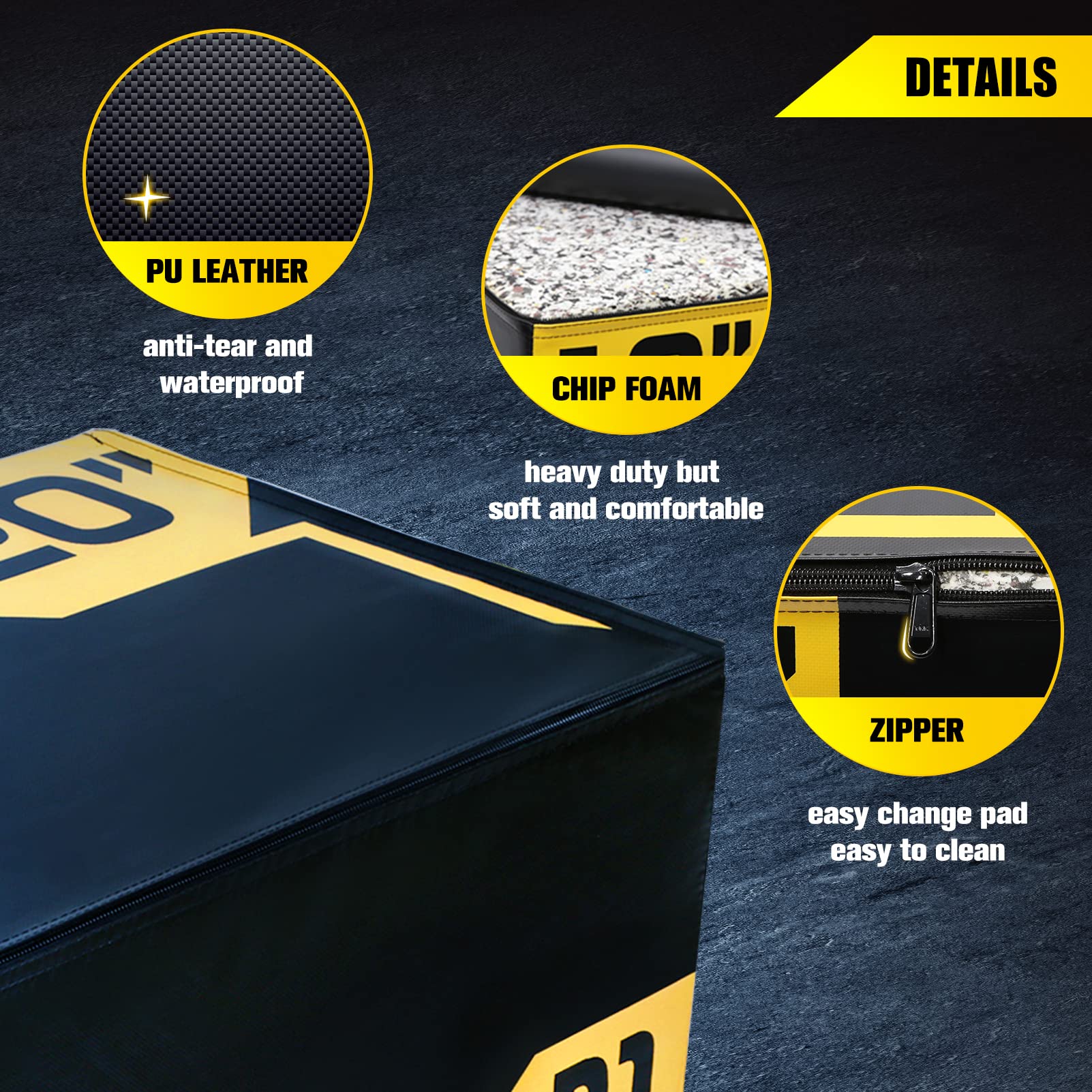 3-in-1 Adjustable Height Plyometric Jump Box - High Density Foam Workout Box with PVC Cover for CrossFit, MMA & Home Gym Training - Perfect for Plyometrics, Box Jumps & Strength Exercises