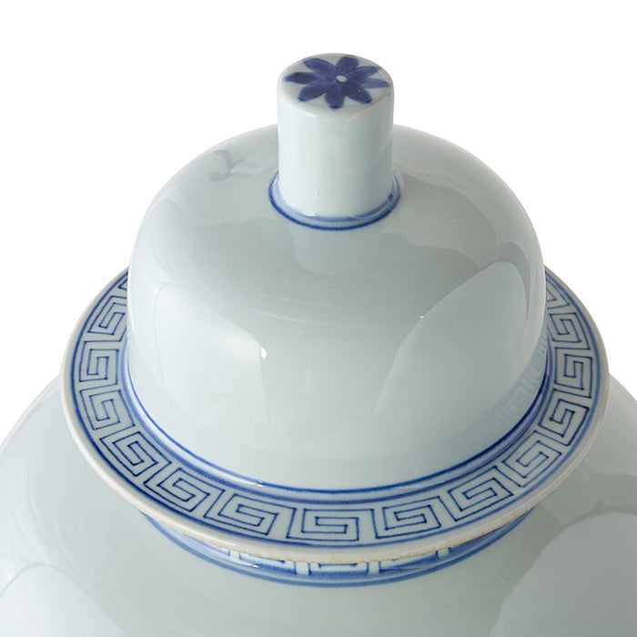 Greek Key Lidded Temple Jar - Elegant Ceramic Decorative Storage Container for Home Decor, Jewelry & Keepsakes | Perfect for Living Room, Bedroom & Office Display