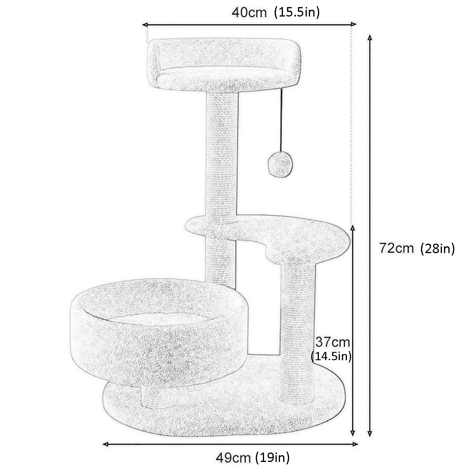 Premium 4-Level Cat Tree with Multi-Platform Design, Cozy Cat Bed, Hanging Toy Ball & Natural Sisal Scratching Posts - Multiple Color Options for Indoor Cat Play, Climbing & Relaxation