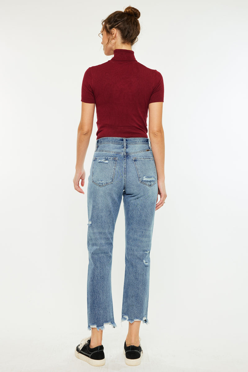 Michelle High Rise Slim Straight Leg Jeans for Women - Stretchy Denim Pants with Tummy Control - Perfect for Casual Wear, Office & Date Nights