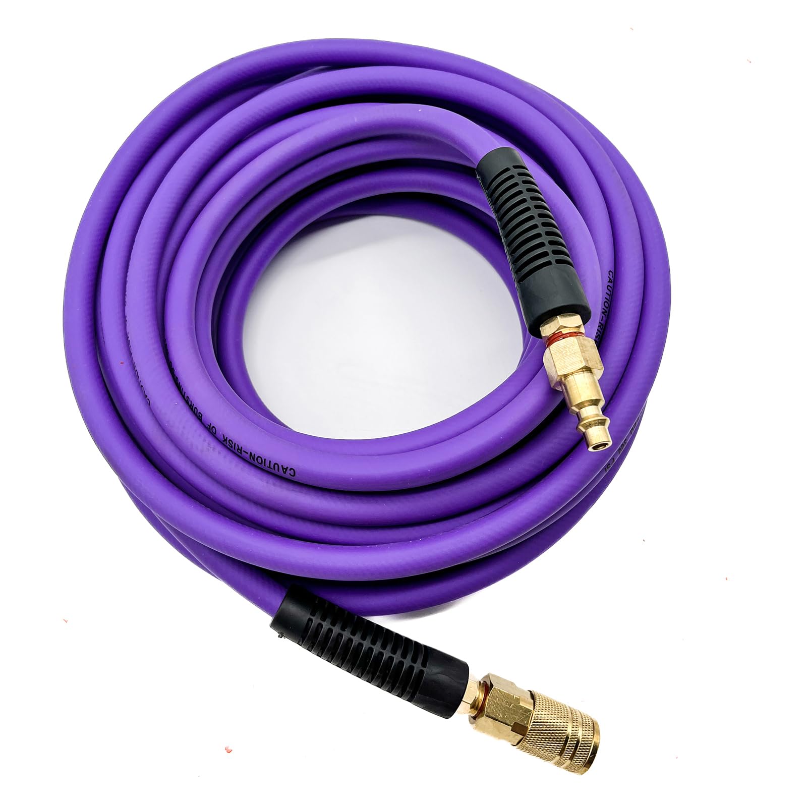 1/4-Inch x 25FT Heavy Duty Hybrid PVC Air Hose - 300 PSI Kink Resistant Compressor Hose with Industrial Fittings & Bend Restrictors | All-Weather Flexibility for Pneumatic Tools, Auto Repair & Construction (Purple)