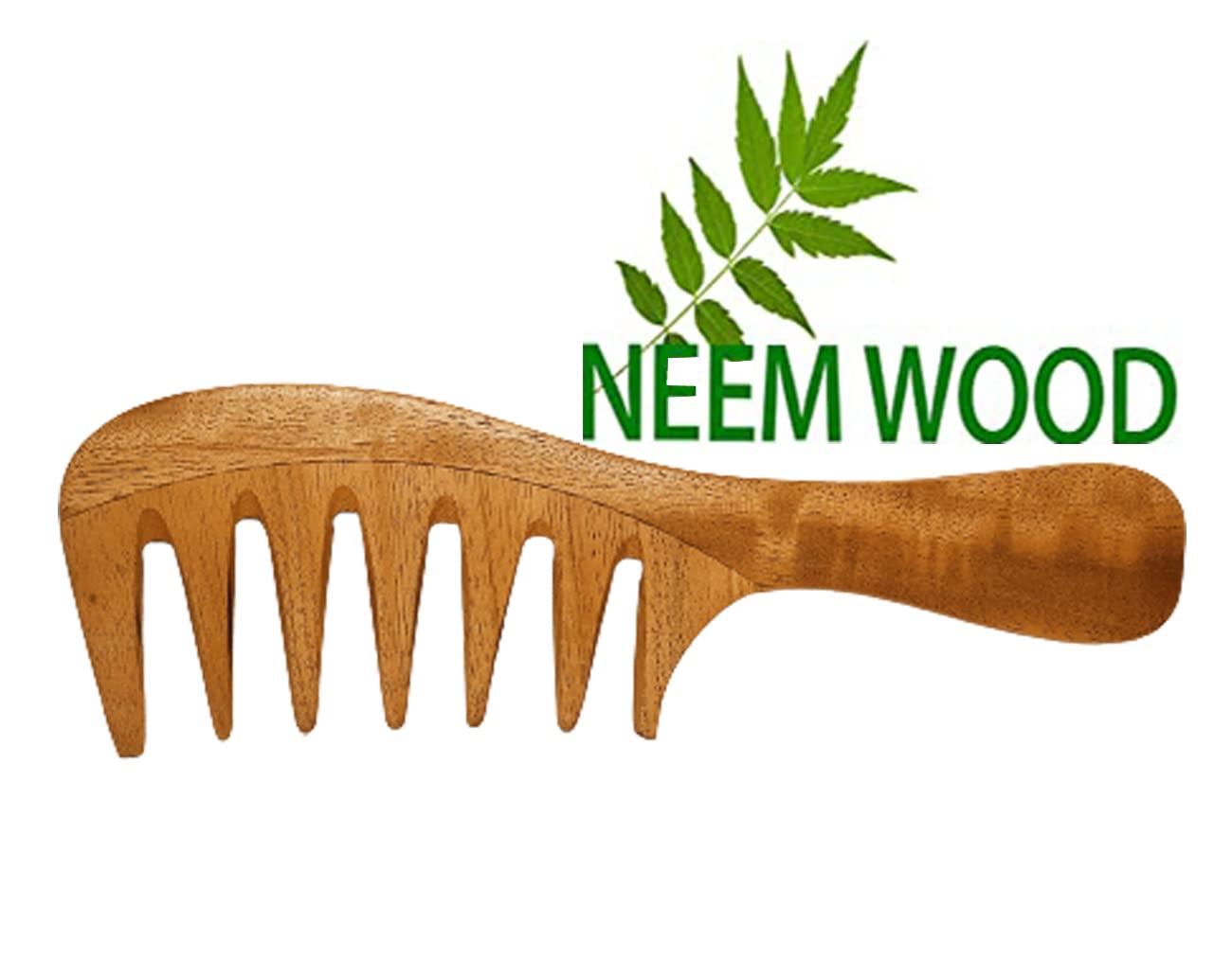 Organic Neem Wooden Comb for Women - Wide Tooth Detangling Comb for Curly Hair, Promotes Hair Growth & Reduces Dandruff | Perfect for Daily Hair Care, Travel & Natural Hair Maintenance