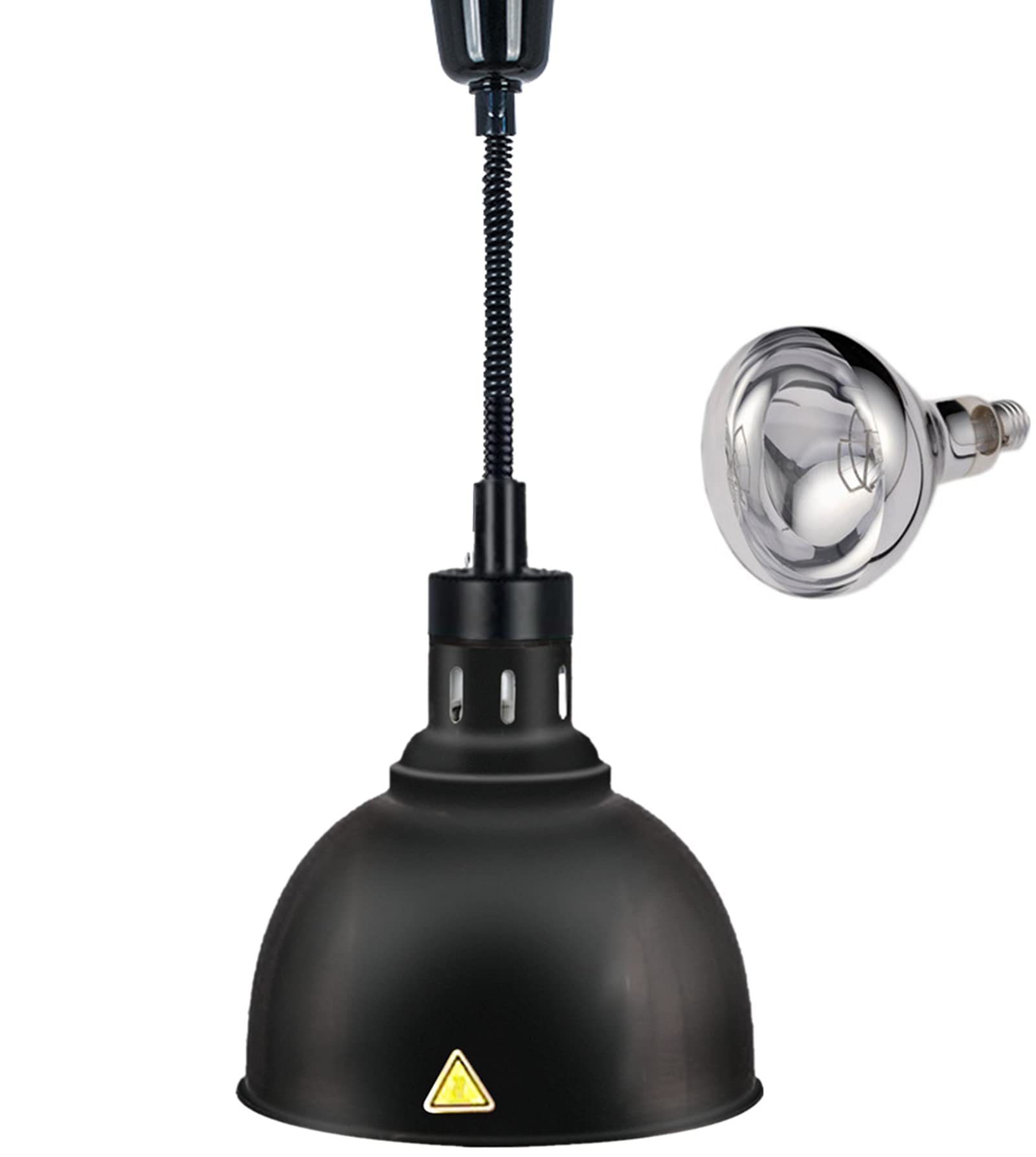 Commercial 250W Food Warmer Lamp - Adjustable Hanging Heat Light for Restaurants & Pizza Warming (Black, 110V)