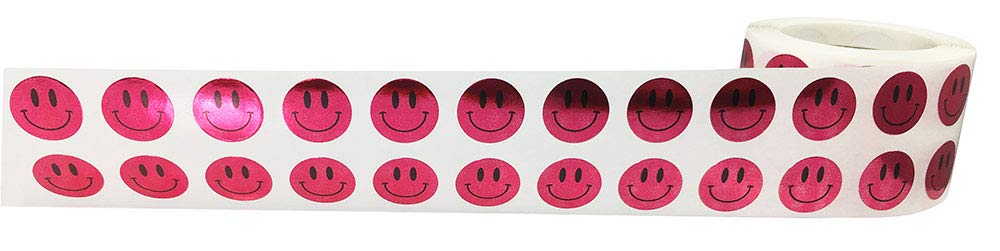 1/2 Inch Small Metallic Rose Gold Happy Face Stickers - 1,000 Adhesive Labels on a Roll for Kids Classroom Rewards, Motivational Charts, Planner Decor & DIY Crafts - Perfect for Teachers, Students & Office Use