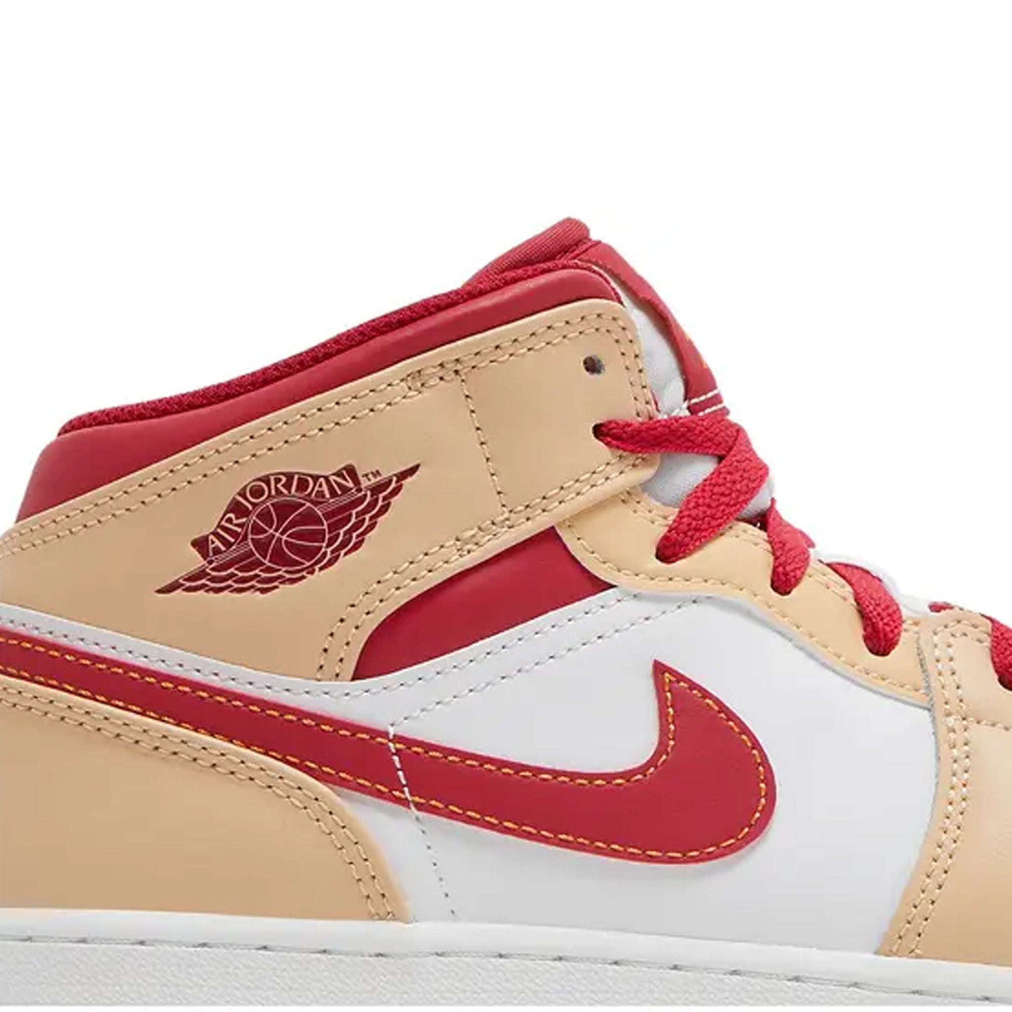 Air Jordan 1 Mid 'Light Curry Cardinal' GS Sneakers for Women (2022) - Perfect for Casual Wear, Street Style & Basketball Fans