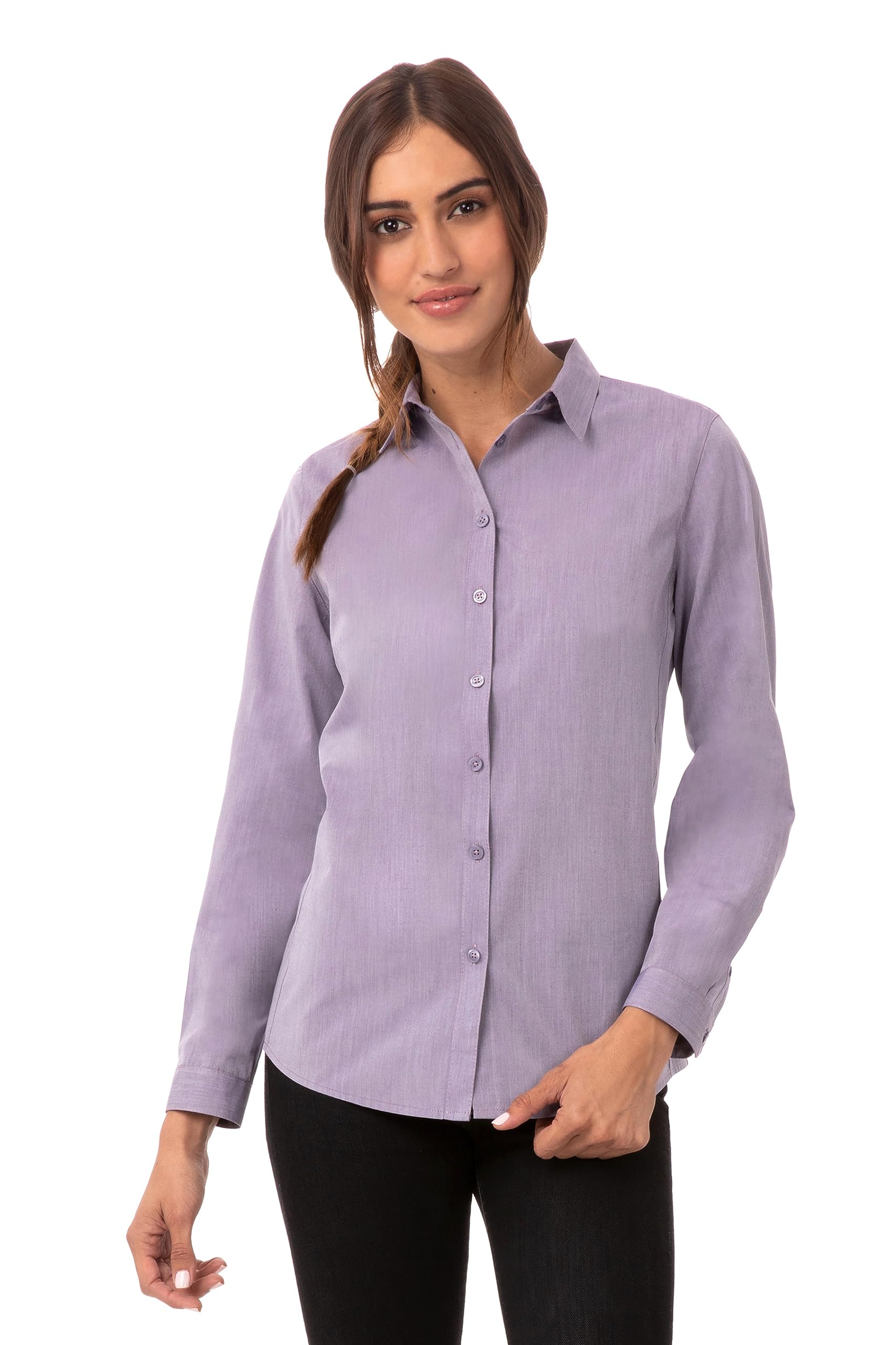 Chef Works Women's Modern Chambray Dress Shirt - Professional & Stylish Workwear for Waitresses, Chefs & Hospitality Staff - Perfect for Restaurants, Hotels & Office Settings