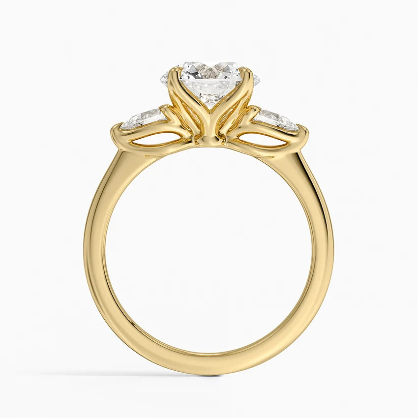 Exquisite Fleur Three Stone Diamond Engagement Ring Setting - EC126 | Perfect for Proposals, Anniversaries & Bridal Jewelry