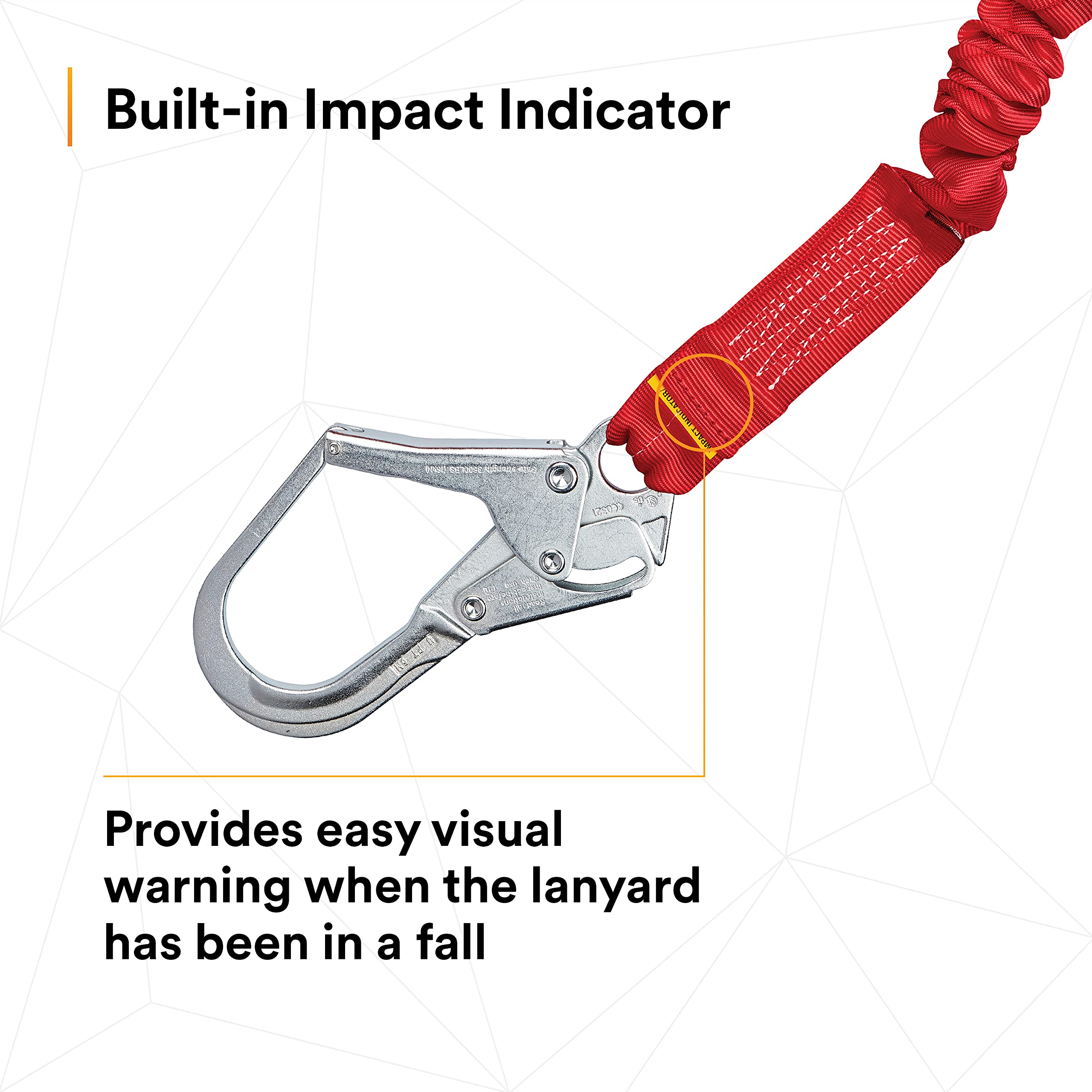 3M Protecta PRO 1340161 6-Foot Elastic Shock Absorbing Safety Lanyard with Snap Hook & Steel Rebar Hooks - 310 lb Capacity, Red - Ideal for Construction, Roofing & Fall Protection Work