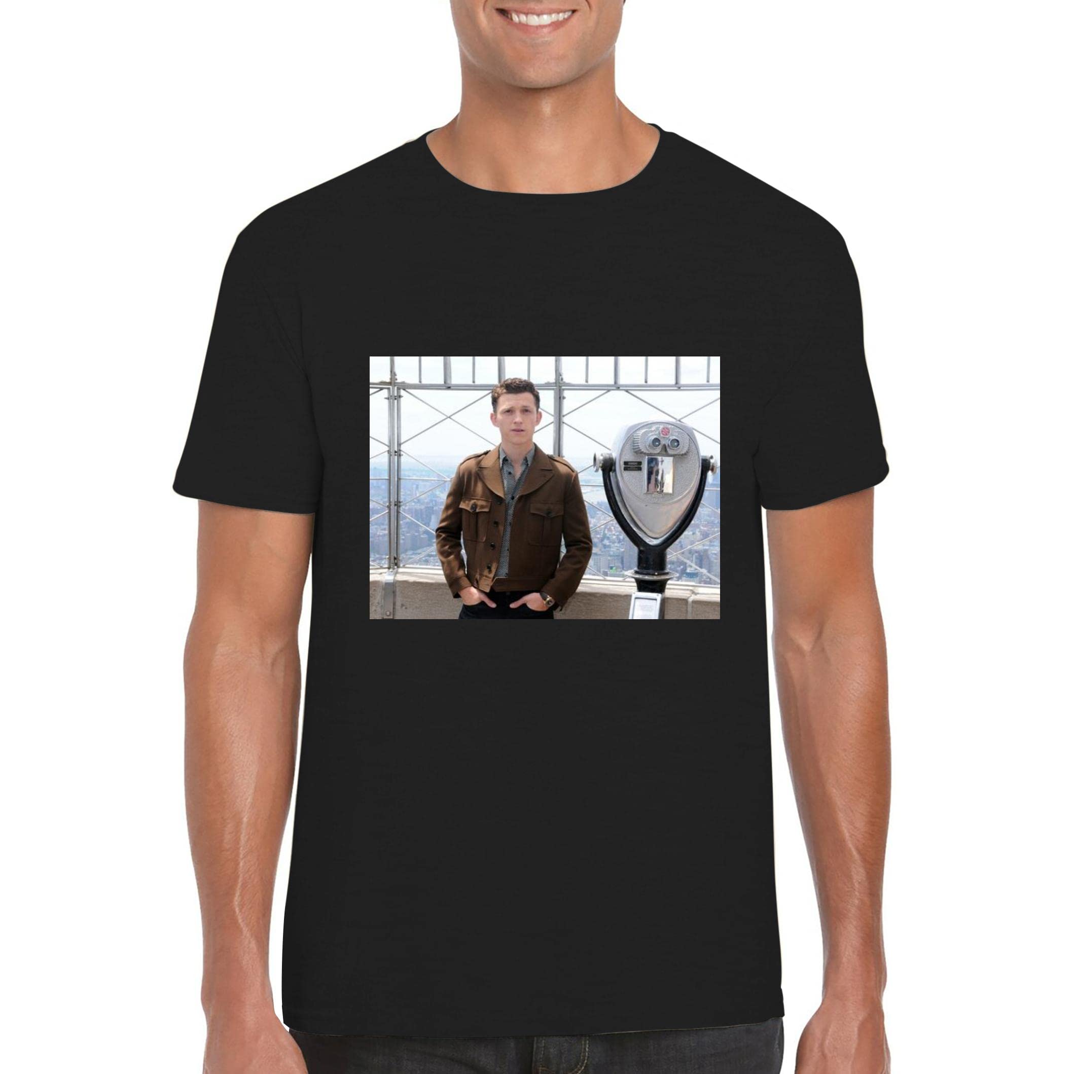 Tom Holland Men's Crewneck T-Shirt - Soft Cotton Short Sleeve Tee for Casual Wear, Fan Merchandise, Movie Inspired Outfits & Everyday Comfort