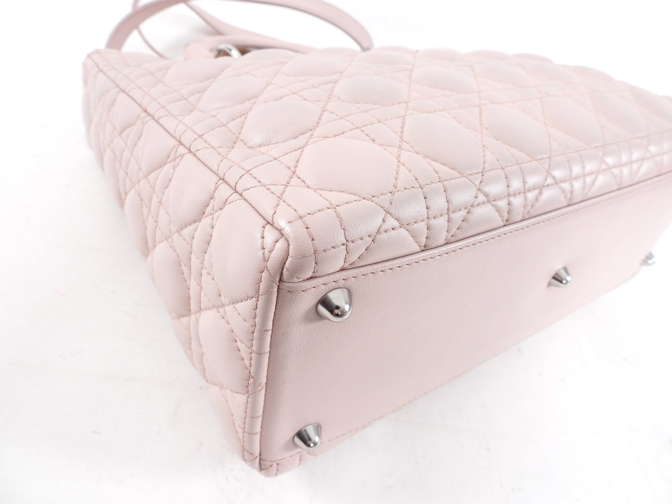 Dior Neutral Shell Pink Cannage Quilted Leather Large Lady Dior Handbag - Luxury Designer Tote for Women, Perfect for Work, Evening Events & Special Occasions