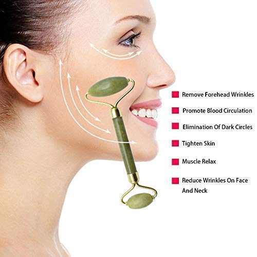 ON STORE Jade Facial Roller & Massager - Natural Green Jade Stone for Face, Eye, Neck & Foot Massage - Skin Care & Relaxation Tool - Perfect for Home Spa, Self-Care & Stress Relief
