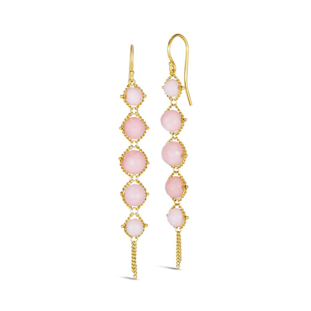 Pink Opal Earrings for Women - Handmade Long Textile Dangle Earrings | Boho Chic Jewelry for Parties, Weddings & Everyday Wear