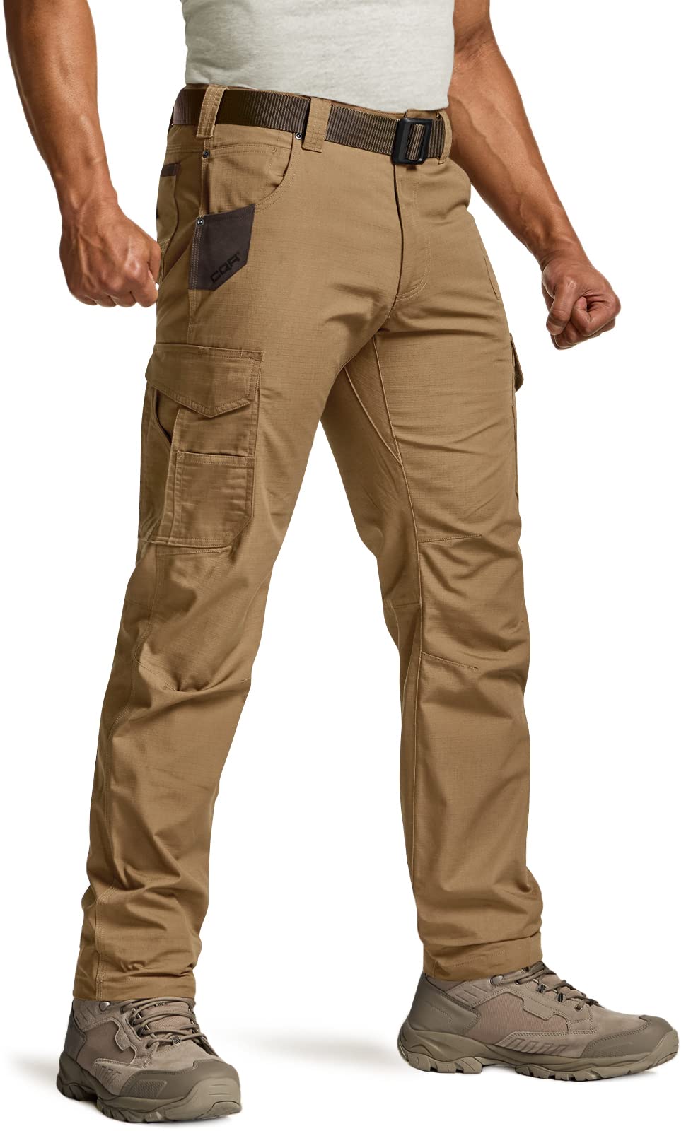 CQR Men's Ripstop Tactical Pants - Water Resistant Work Pants for Outdoor, EDC & Utility Operations - Durable Cargo & Straight Fit Pants for Hiking, Camping & Security Work