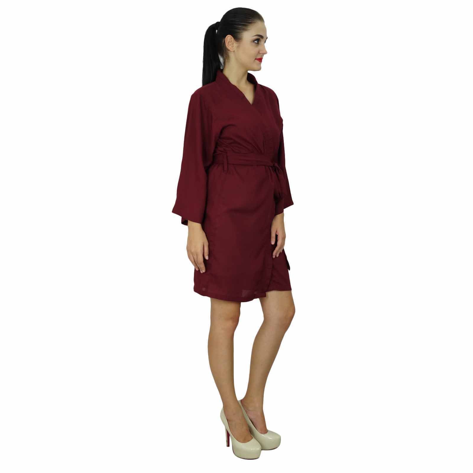 Bimba Women's Soft Modal Cotton Short Belted Robe - Lightweight Wrap Bathrobe for Spa, Lounge & Home Relaxation