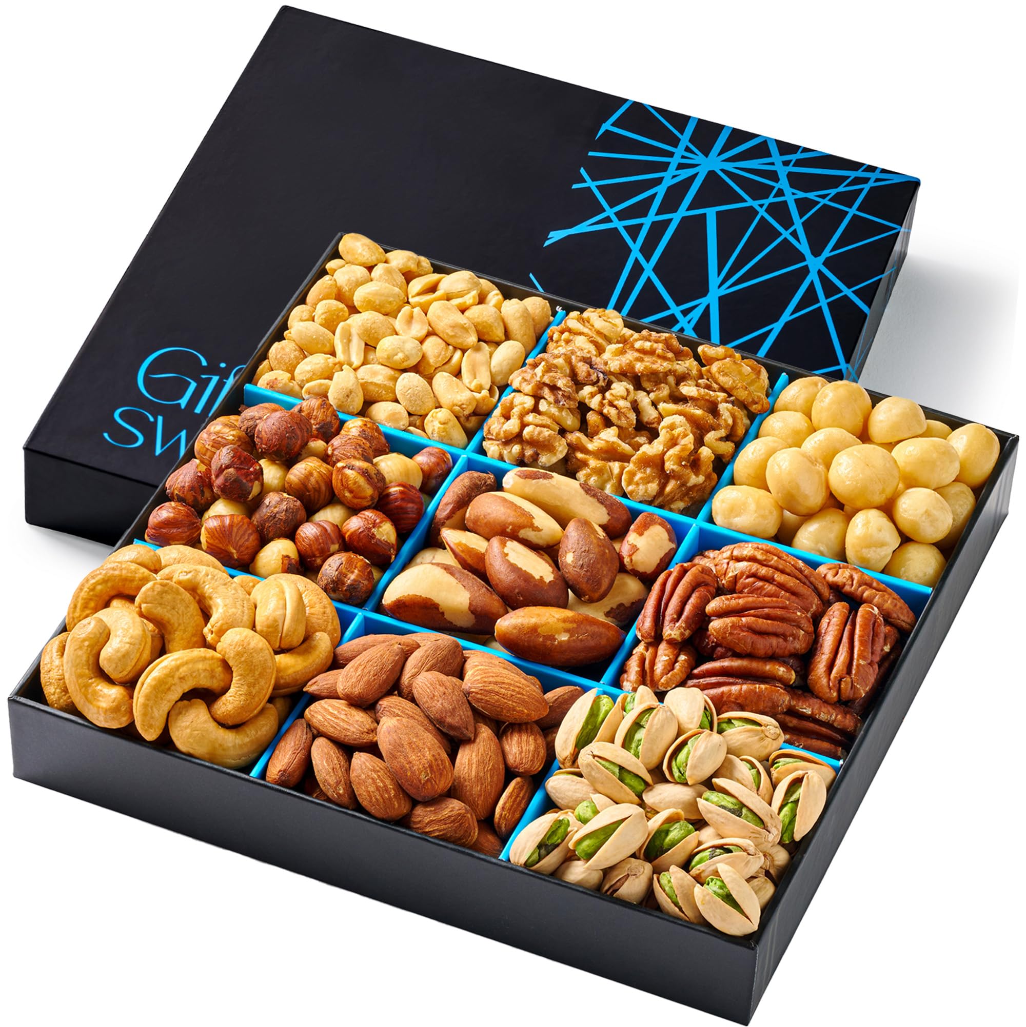 Premium Mixed Nuts Gift Basket - Freshly Roasted Gourmet Nut Assortment - Healthy Snack Box for Men & Women - Birthday, Thank You, Corporate Gifts - Perfect for Office Snacking, Holiday Gifting & Care Packages