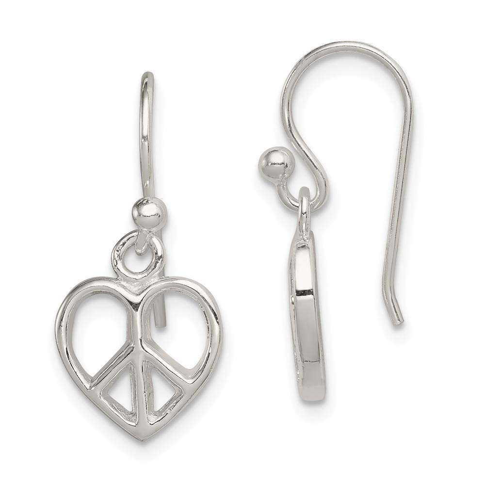 Sterling Silver Peace Sign Heart Shepherd Hook Earrings for Women - Dainty Boho Hippie Jewelry - Perfect for Everyday Wear, Music Festivals & Gifts