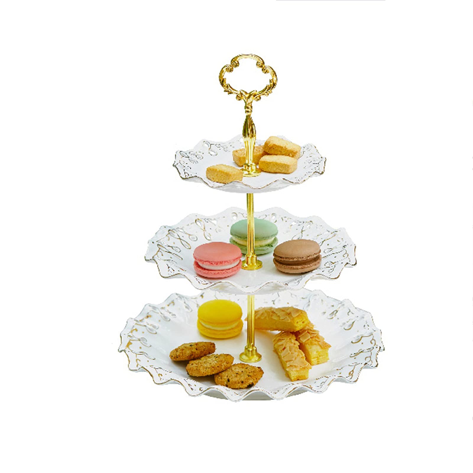 3-Tier Ceramic Fruit Bowl Set for Afternoon Tea - European Style Dessert Tray & Cake Stand for Living Room, Home Decor, Parties & Entertaining