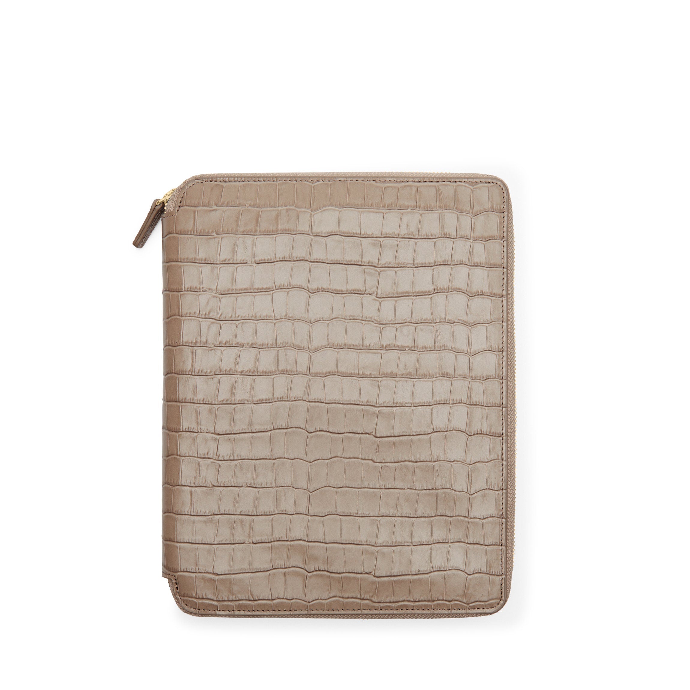Premium B5 Composition Notebook - Zippered Closure, Ecru Croc Design - Perfect for School, Office & Travel Journaling