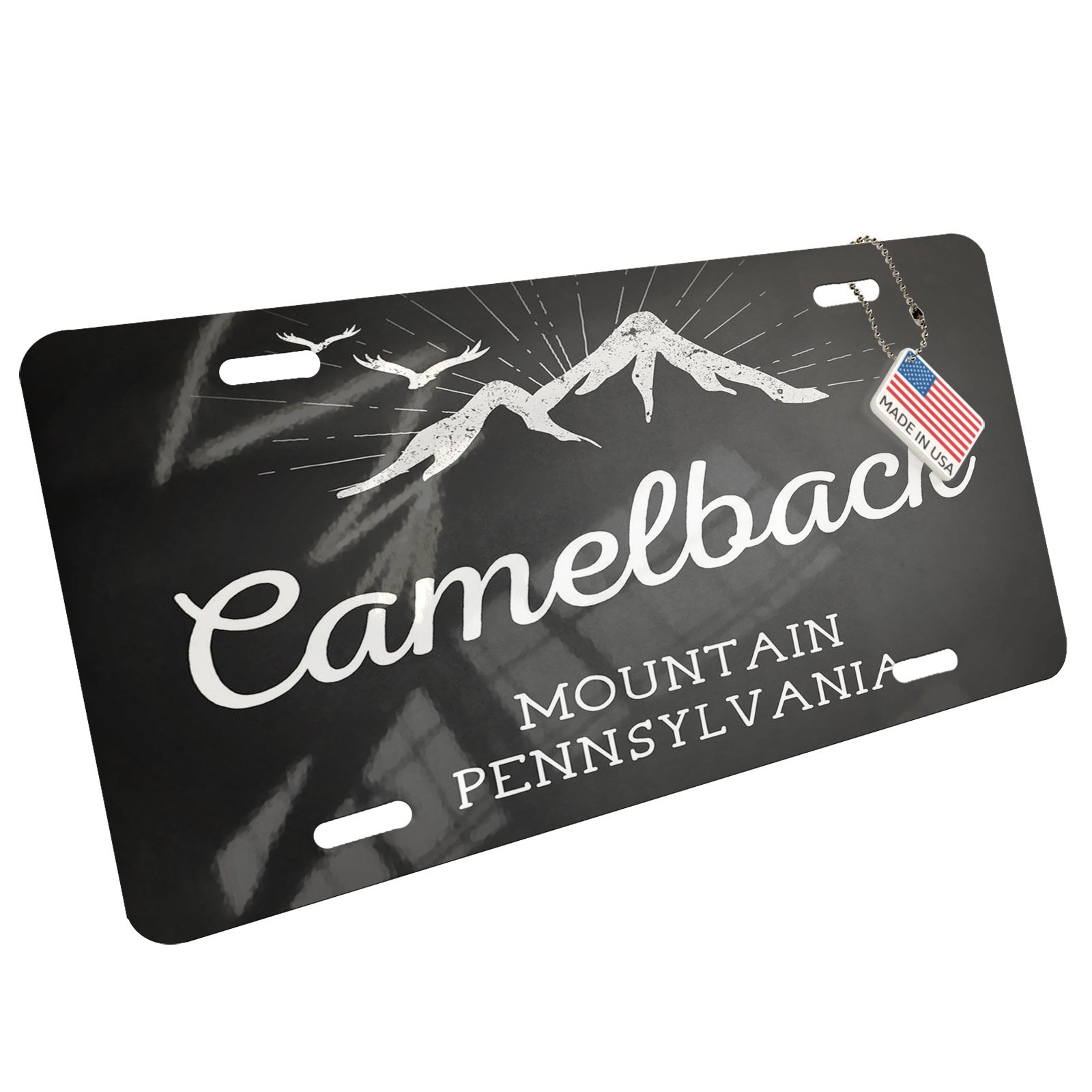 Metal License Plate - Custom Chalkboard Design Featuring Camelback Mountain - Pennsylvania - Perfect for Home Decor, Office, or Gift Ideas
