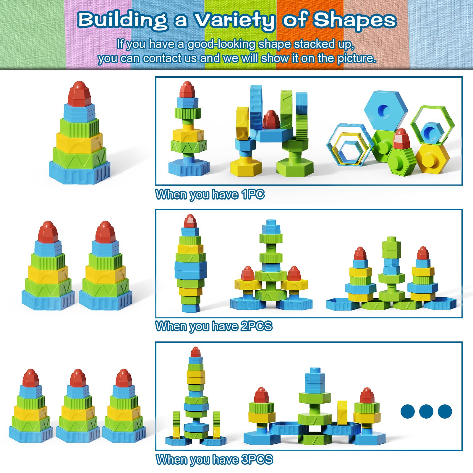 Montessori Baby Stacking Toys for 6-18 Months | STEM Sensory Building Blocks for Toddlers 1-4 Years | Fine Motor Skills Learning Toys | Perfect Birthday Gift for Boys & Girls | Great for Preschool Playtime & Early Childhood Development