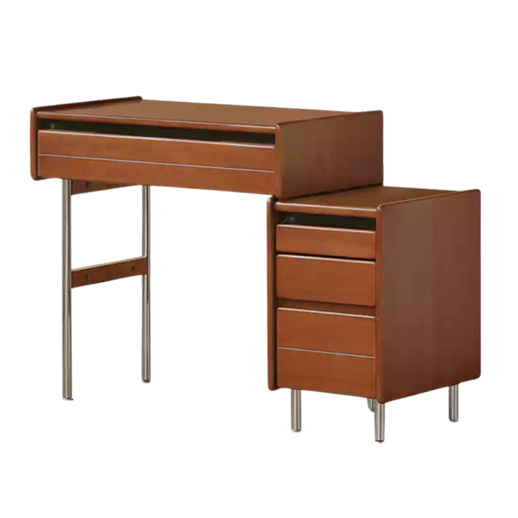 Modern Poplar Solid Wood Bauhaus Dressing Table - Multi-Functional Vanity Desk with Mirror & Storage for Bedroom, Home Office, or Apartment