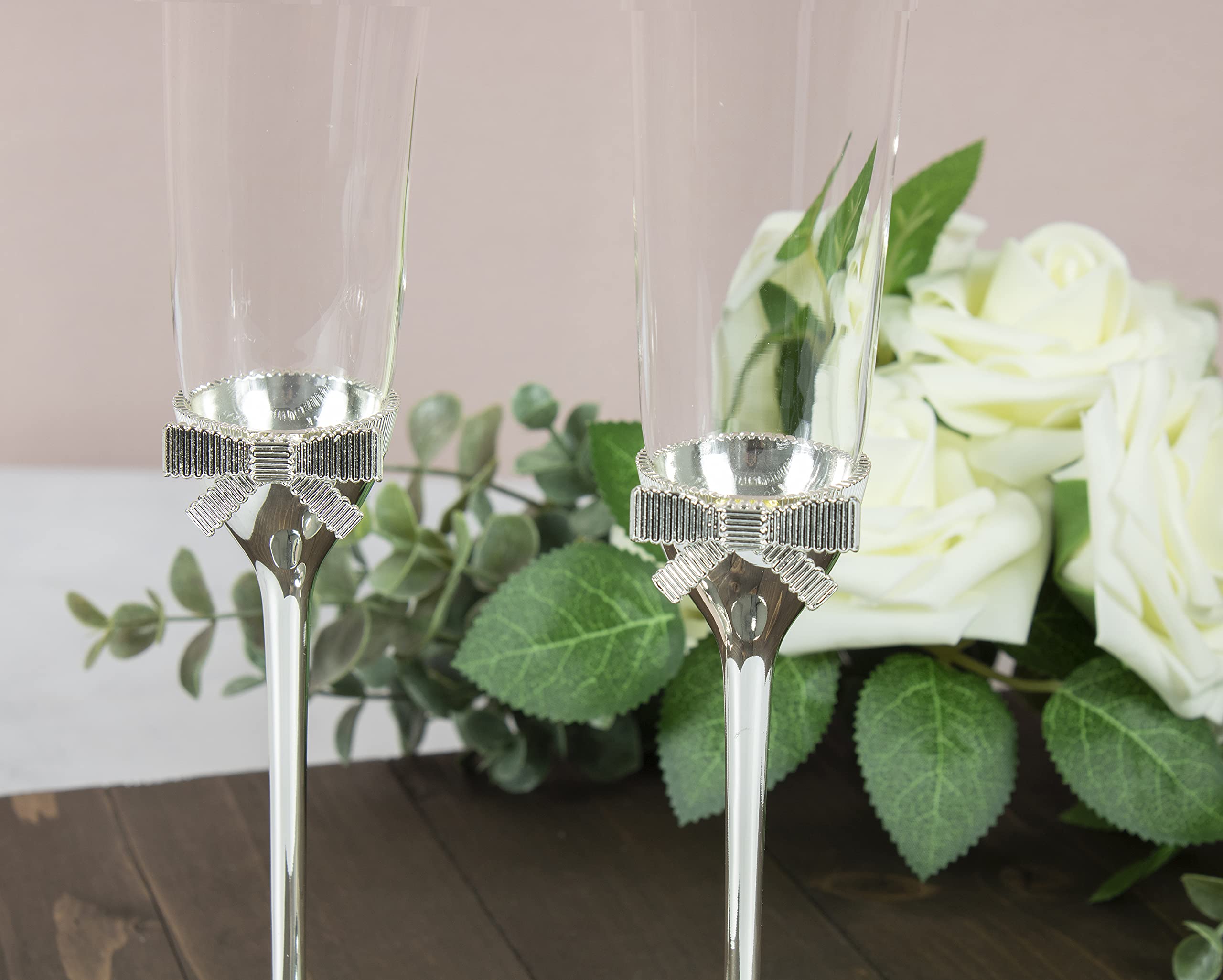 Personalized Kate Spade Bridal Grace Ave Wedding Champagne Flutes Set of 2 - Custom Engraved Toasting Glasses for Bride & Groom - Perfect for Wedding Receptions, Bridal Showers & Anniversary Gifts