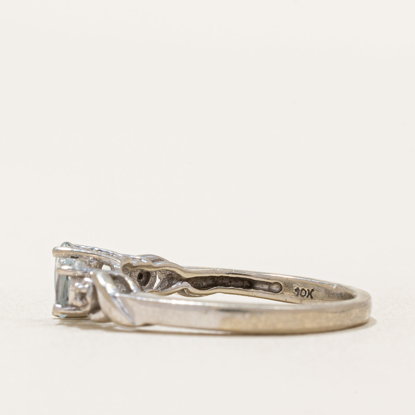 Three Stone Aquamarine & Diamond Ring - 0.44ctw Aquamarine & 0.005ctw Diamonds - Size 4.5 - Elegant Birthstone Jewelry for Women, Perfect for Engagement, Anniversary & Special Occasions