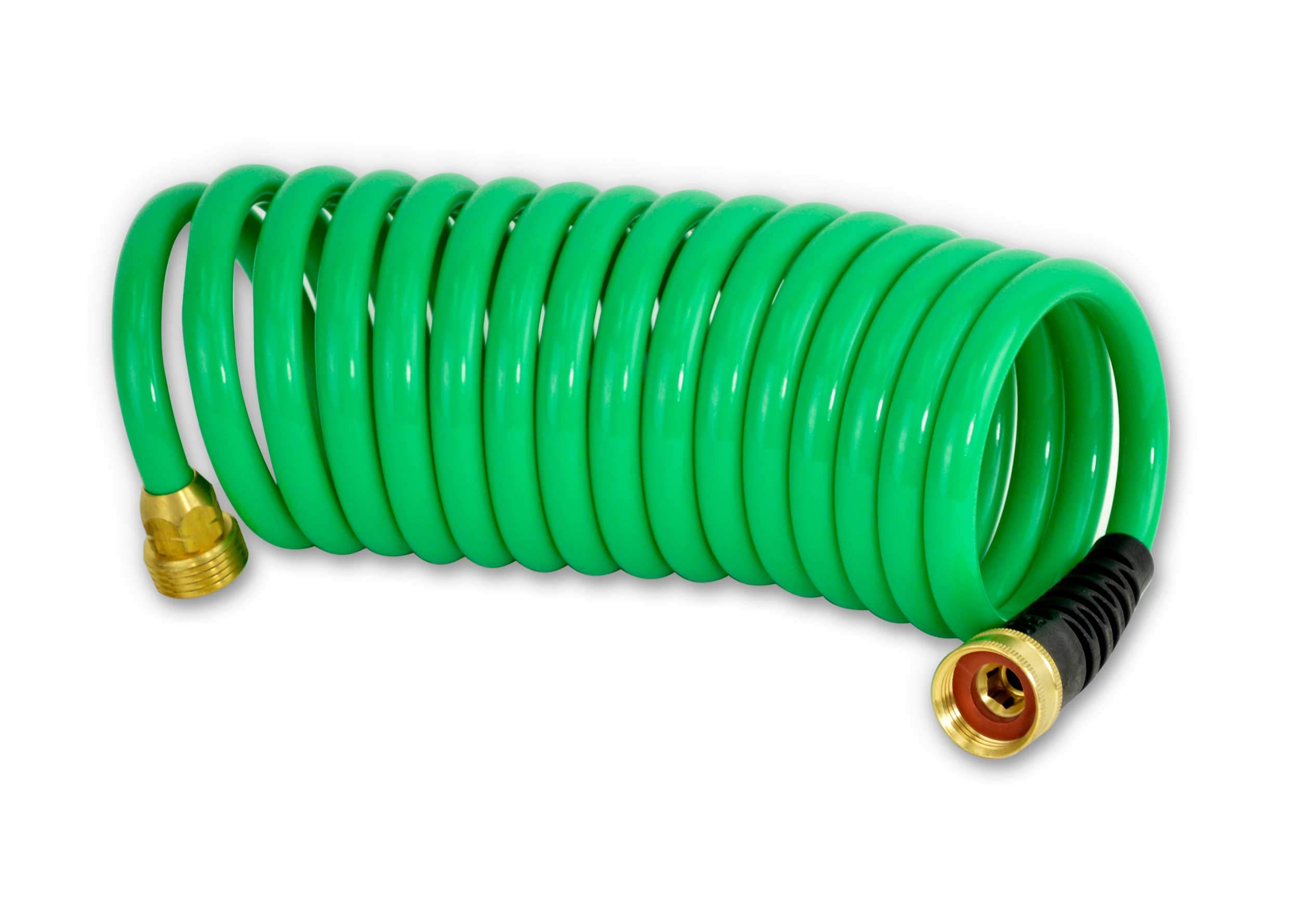 3/8 Inch ID Self Coiling Garden Hose - 15ft Flexible Expandable Water Hose for RV, Marine, Outdoor Use - Lightweight & Durable Green Hose for Gardening, Car Washing, Pet Cleaning & Yard Work