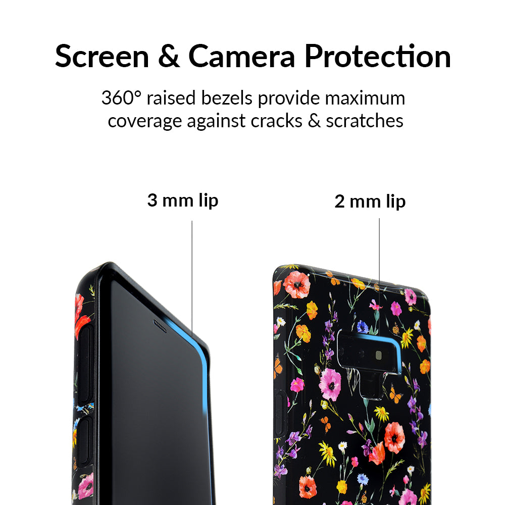 Samsung Galaxy Phone Case with Black Wildflower Design - Stylish & Protective Cover for Everyday Use