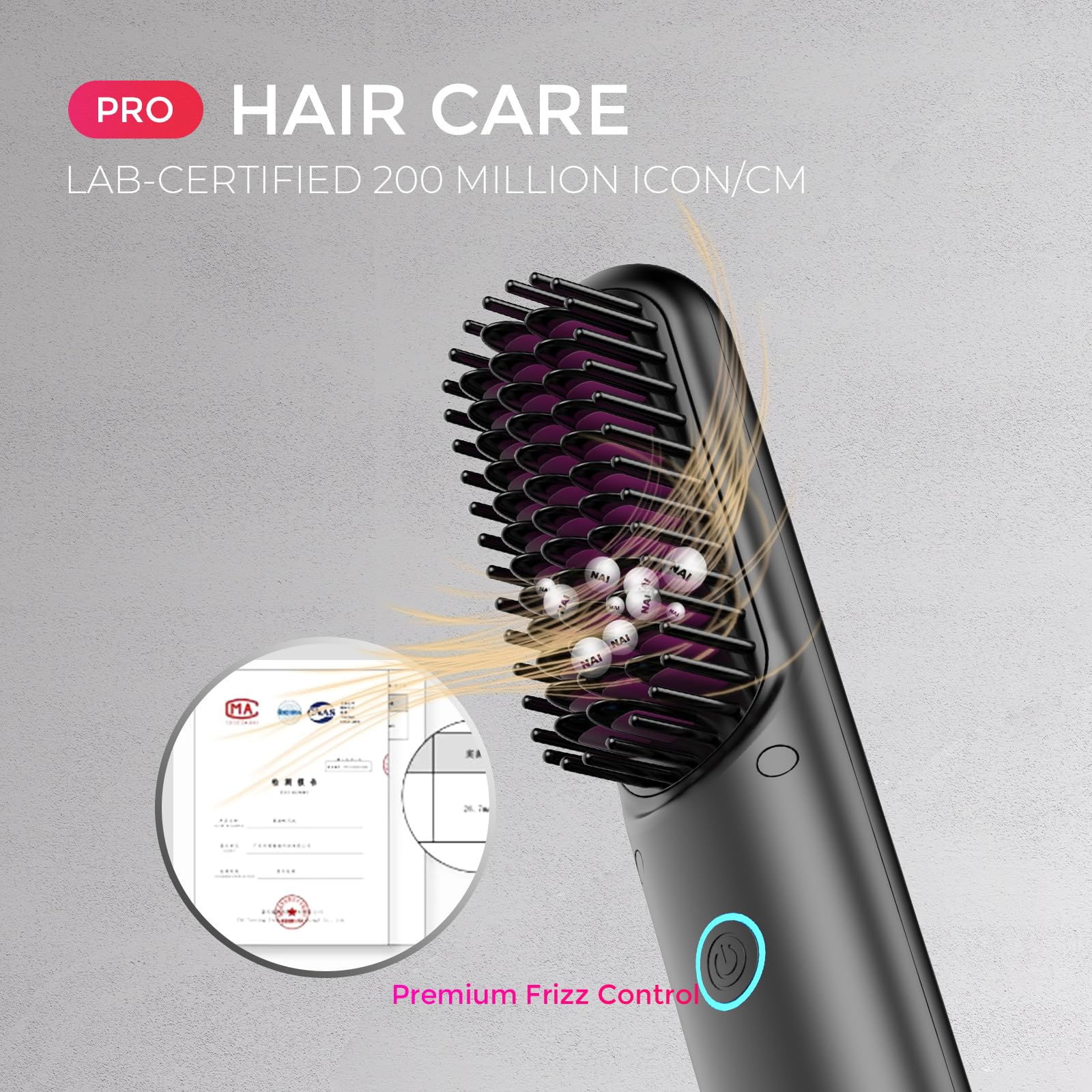 TYMO Cordless Hair Straightener Brush - Portable Ionic Straightening Brush for Women, Mini Travel Hot Comb with Fast Charging & Dual Power - Perfect for On-The-Go Styling at Home, Office, and Travel