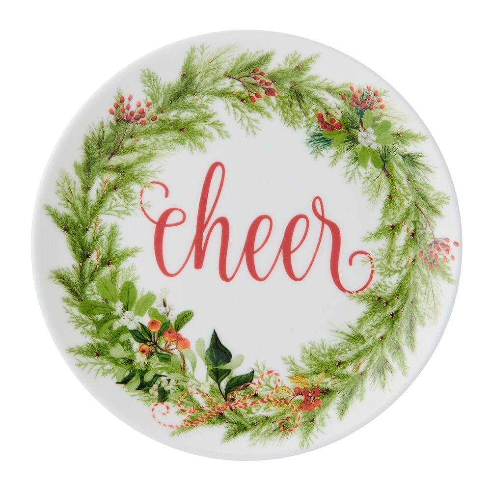 6-Piece Festive Appetizer Plate Set - Elegant Holiday Garland Design for Christmas Parties, Dinnerware & Entertaining