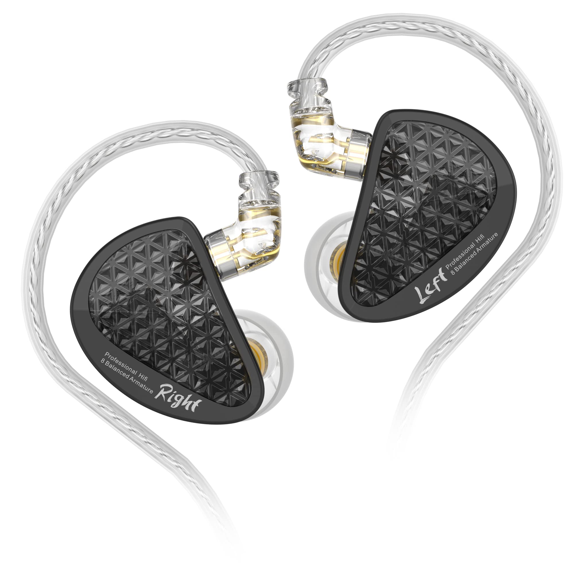 Linsoul KZ AS16 Pro HiFi Wired Earbuds - 16 Balanced Armature Drivers, Deep Bass in-Ear Monitors with Detachable 0.75mm 2-Pin Cable (No Mic, Black) | Perfect for Audiophiles, Musicians & Studio Monitoring