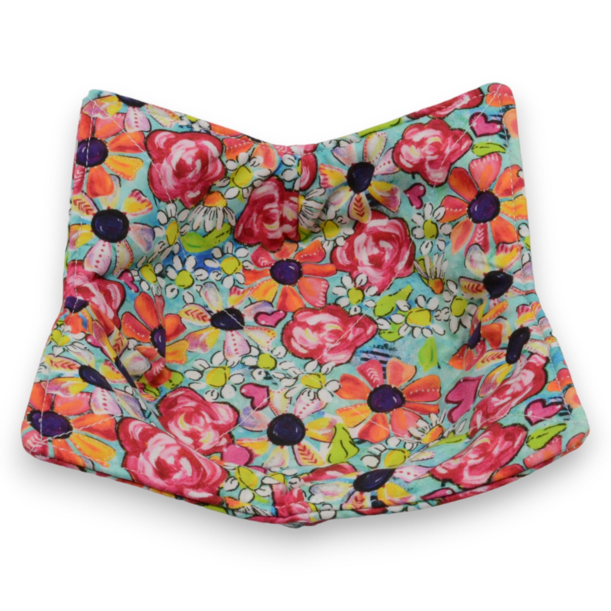 Aqua Microwave Bowl Holder - Heat Resistant Bowl Cozy with Floral and Heart Design for Safe & Easy Handling - Perfect for Soup, Oatmeal, and Hot Dishes