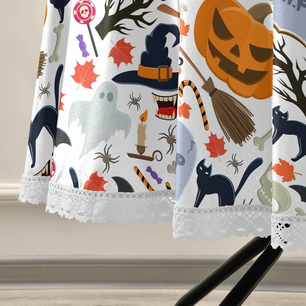 Senya Halloween Round Tablecloths - Seamless Halloween Pattern Table Cover for Circular Dining Tables, Holiday Party Decor - Perfect for Halloween Parties, Dinners & Themed Events