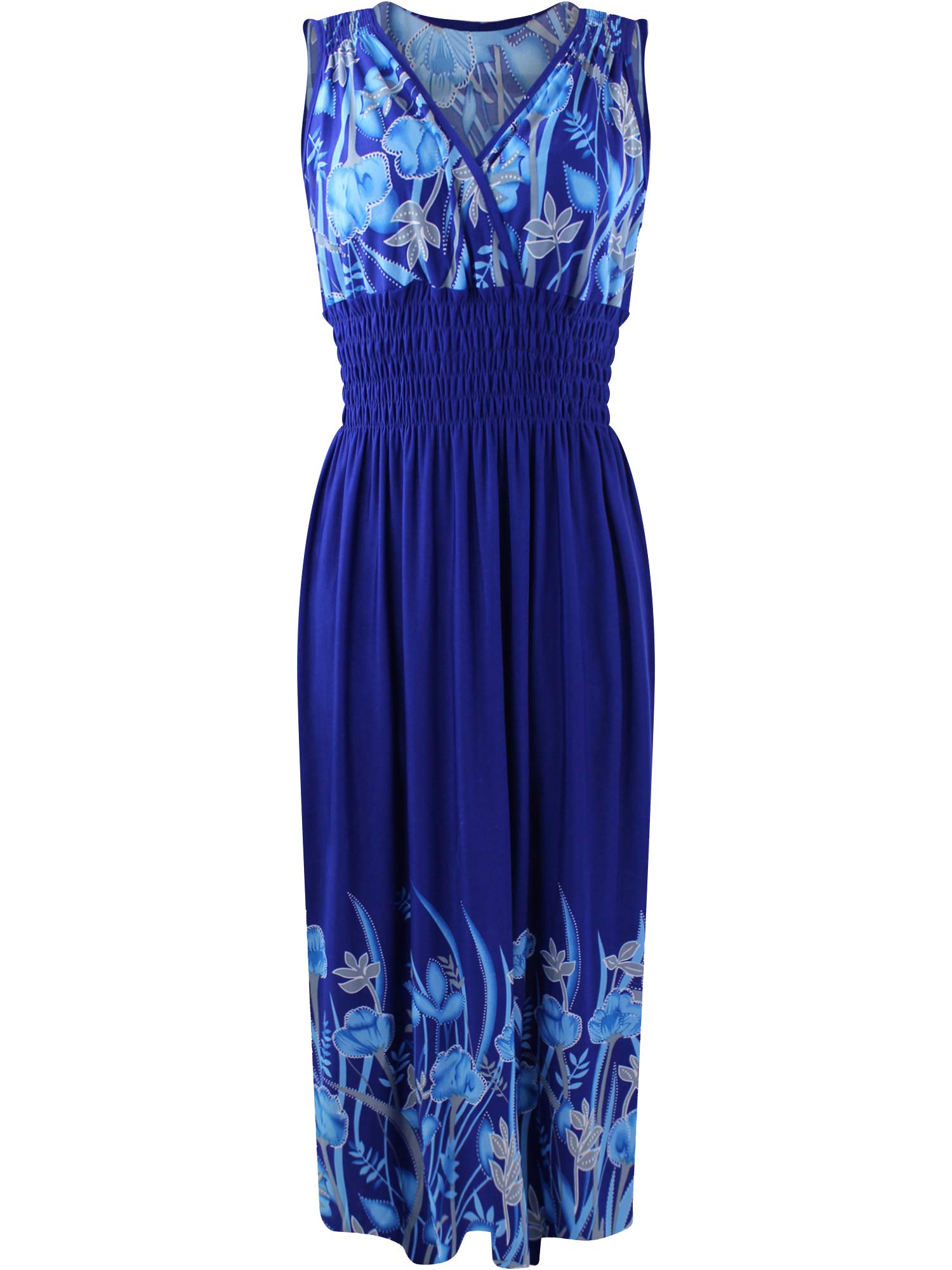 Floral Smocked Waist Maxi Dress for Women - Elegant Summer Beach Wedding Party Dress with Flowy Skirt & Comfortable Fit - Perfect for Vacations, Date Nights & Special Occasions