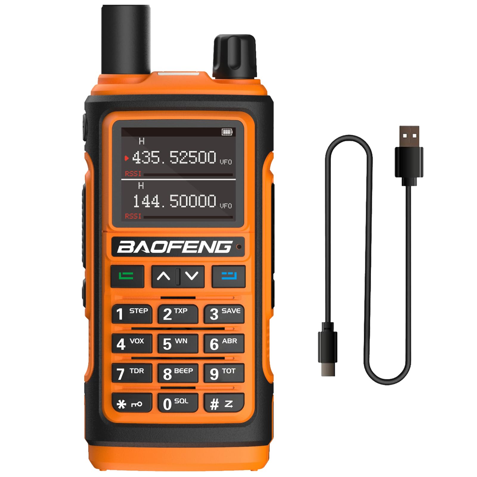 BAOFENG UV-17M 5W Ham Radio Handheld Two Way Radio - Long Range Communication with USB-C Charging, 999 Channels, NOAA Weather Alert & VOX Function (Orange) - Perfect for Outdoor Adventures, Emergency Preparedness & Hiking Safety