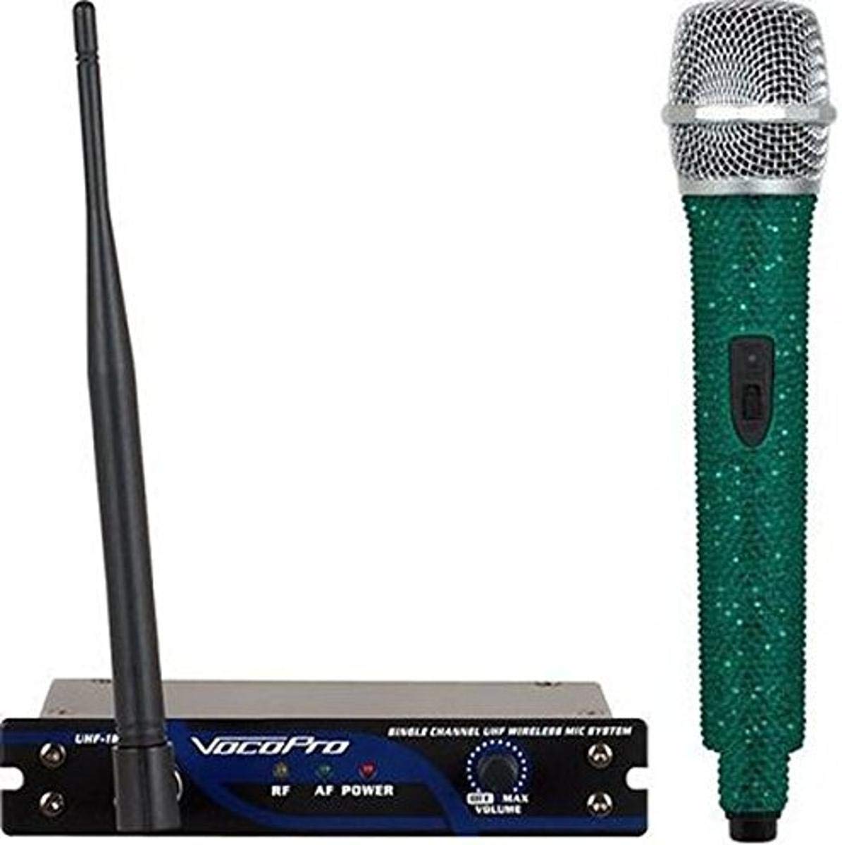 VocoPro Emerald UHF Wireless Microphone System - Plug & Play UHF18DIAMONDEMER Model (21x21x23 inches) - Perfect for Karaoke, Live Performances, Church Events & Home Studio Recording