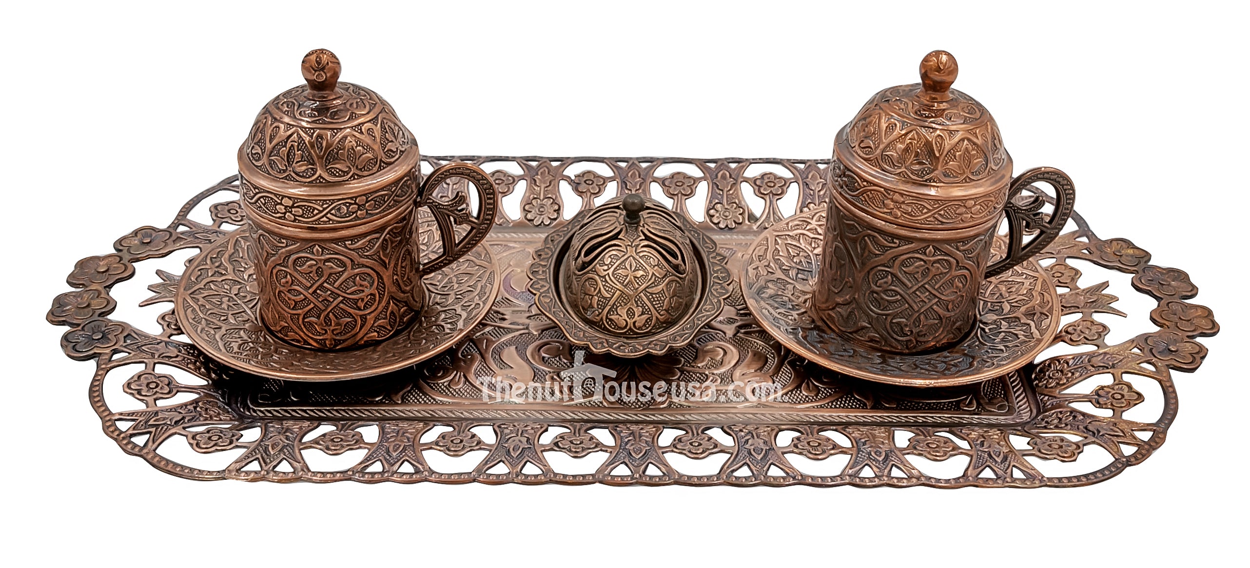 Premium Copper Turkish Coffee Set 24045 - Authentic Stovetop Brewing Kit for Rich & Flavorful Coffee - Perfect for Home, Gifts & Traditional Coffee Ceremonies